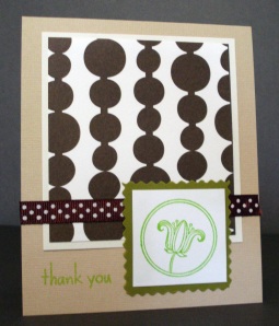 Green & Brown Circles Thank You Card w/Envelope
