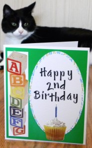 birthday blocks card with cat
